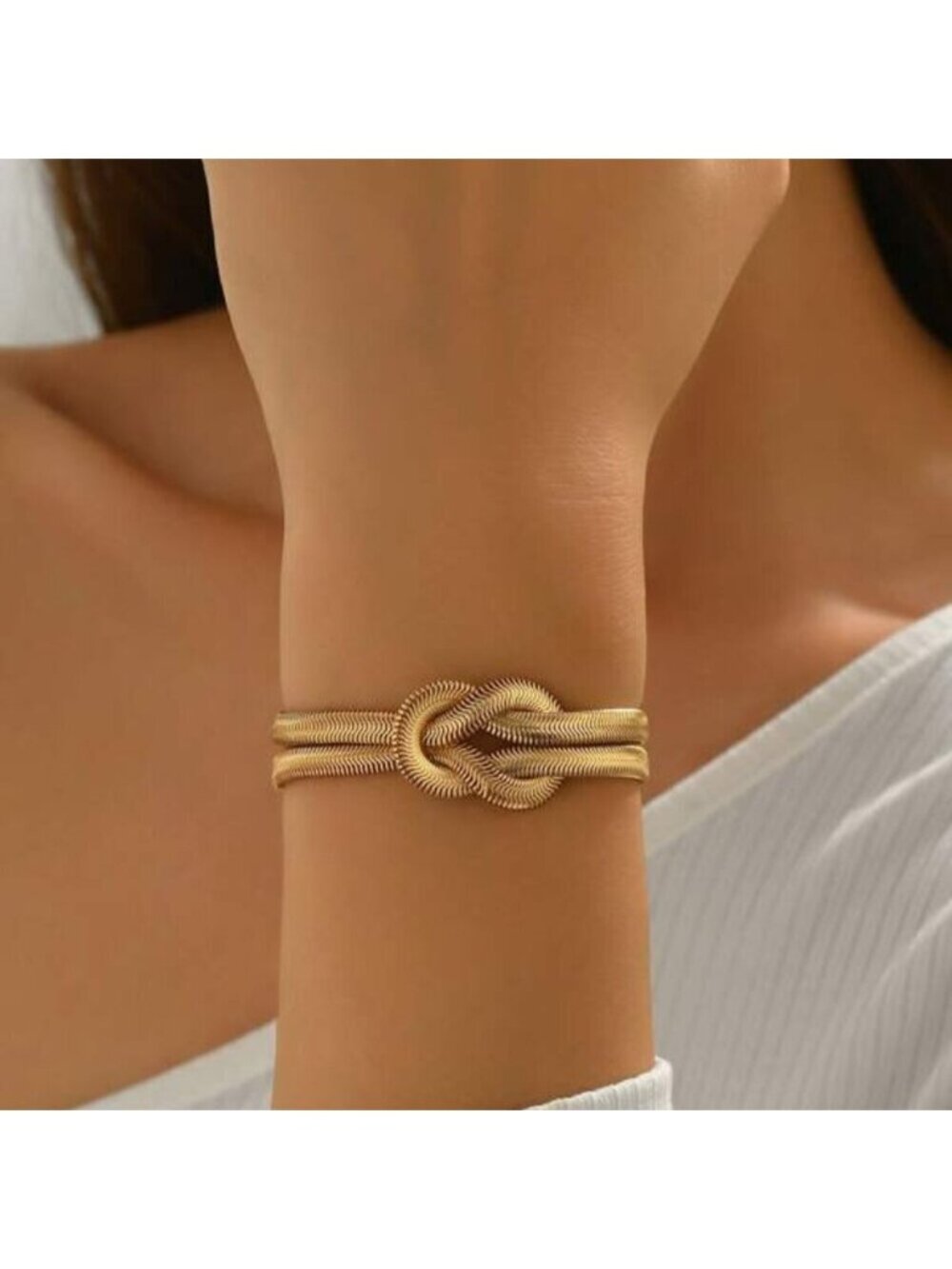 18K Gold Filled Double Knot Snake Chain Bracelet